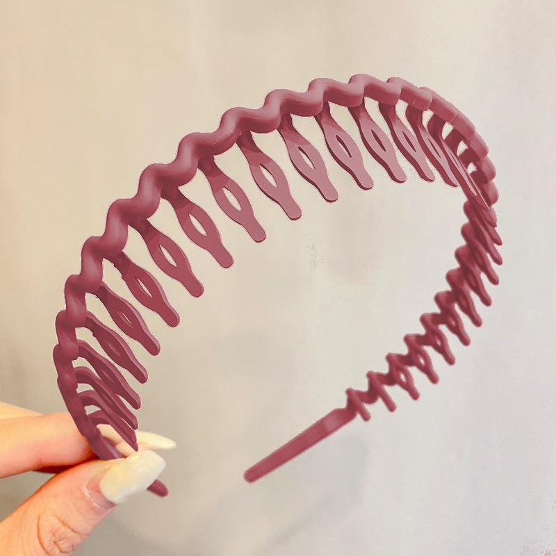 

Корейские модные повязки для волос с длинными зубцами для женщин, нескользящие расчески для волос, однотонные геометрические ободок, женские аксессуары для волос для девочек вино красного