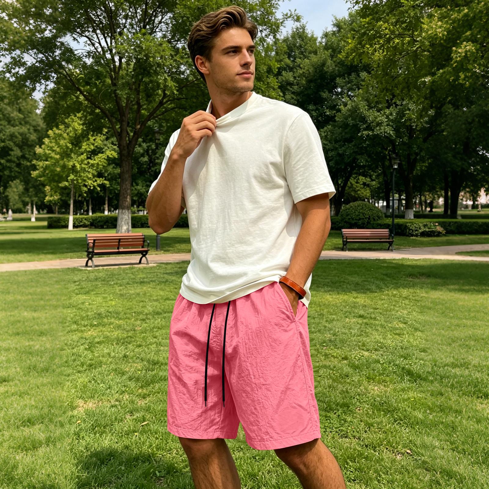 

Men Swim Trunks Quick Dry Beach Shorts Lightweight Drawstring Elastic Waist with Pockets for Summer Outdoor Sports Activities XL кавун червоний колір