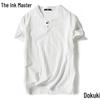 Men's Plus Size Summer Cotton-Linen V-Neck Loose Fit Short Sleeve T-Shirt