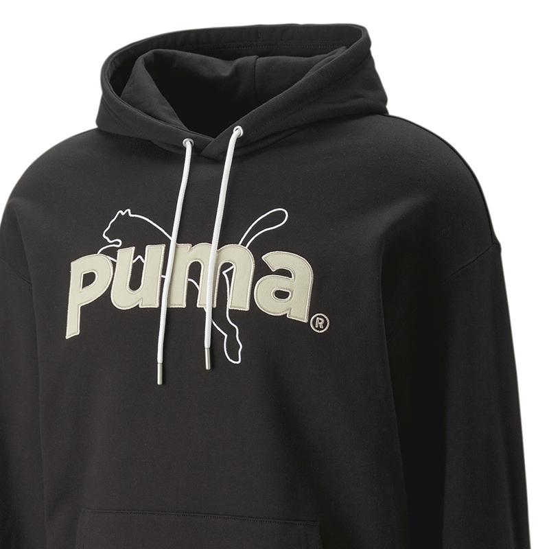 Puma Logo Print Hoodie Men Tops Black 620631-01