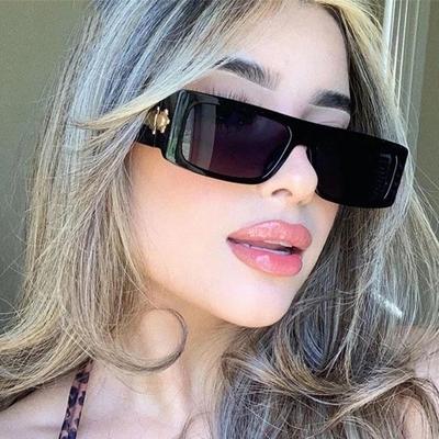 Damen Retro Rechteckige Sonnenbrille Luxusbrille Herrenmode Schwarze Brille Metallscharnier Uv400 Herrenbrille