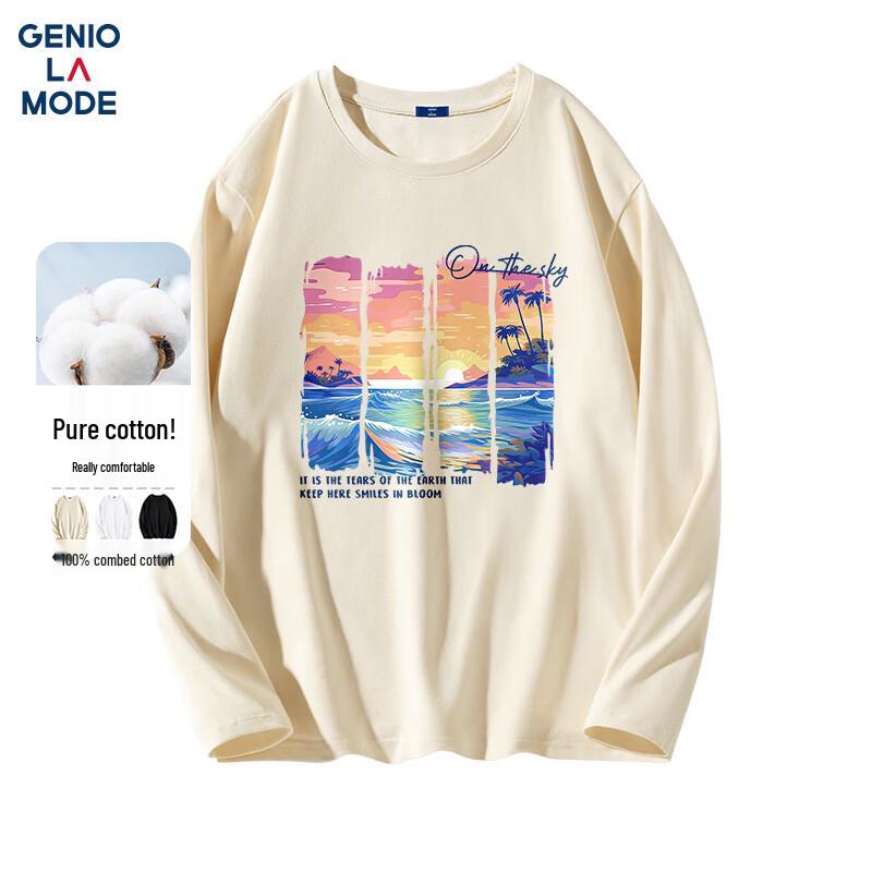 GENIOLAMODE Men s Loose Fit Long Sleeve T-shirt L