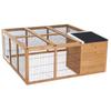 Kaninchenstall Außen, Meerschweinchenhaus, Hasenlaufstall mit zu öffnender Oberseite für 1–2 Kaninchen, 123 x 120 x 52 cm, Gelb