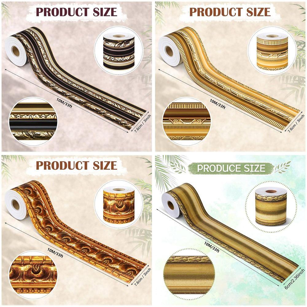 Ny Självhäftande Kant Dekorativ Klistermärke Guld Vintage Fotoram DIY Svart Tavla Klistermärken Festdekoration