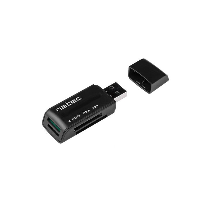 Lecteur De Carte NATEC MINI ANT 3 - SDHC, MMC, M2, Micro SD - USB 2.0 Noir NCZ-0560
