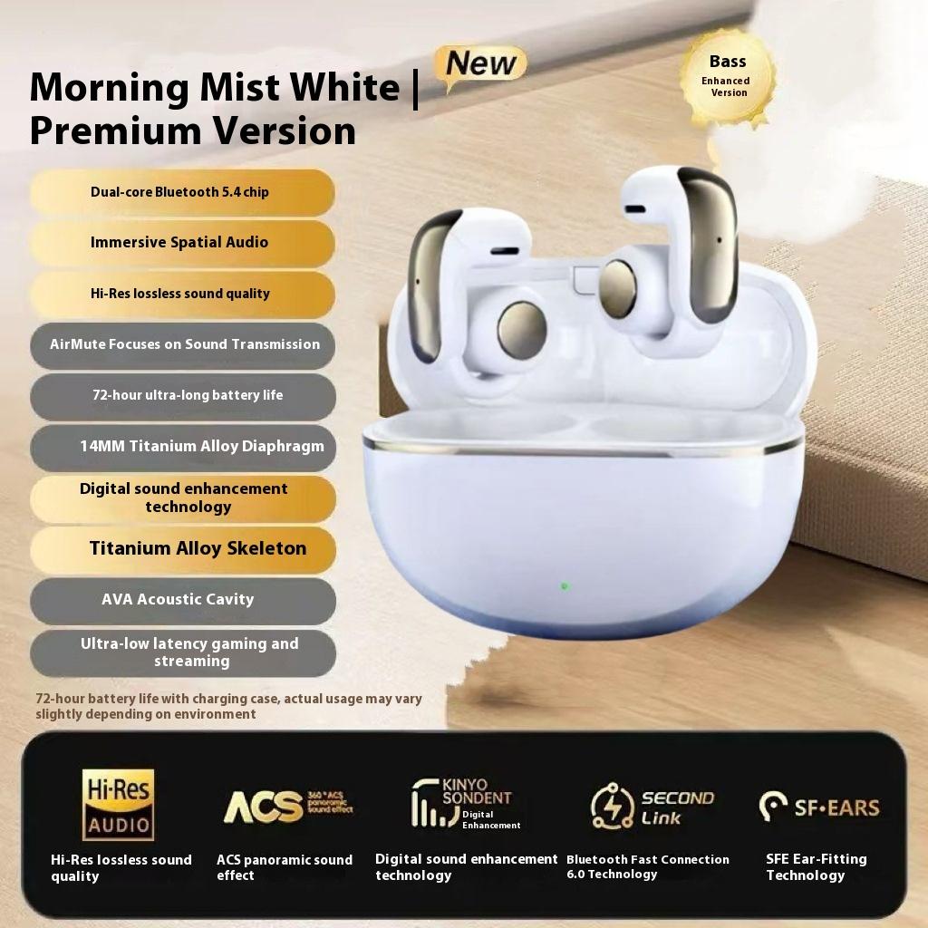 Ear Clip Bluetooth Headset Sports for Android Apple Long Battery Life Digital Display