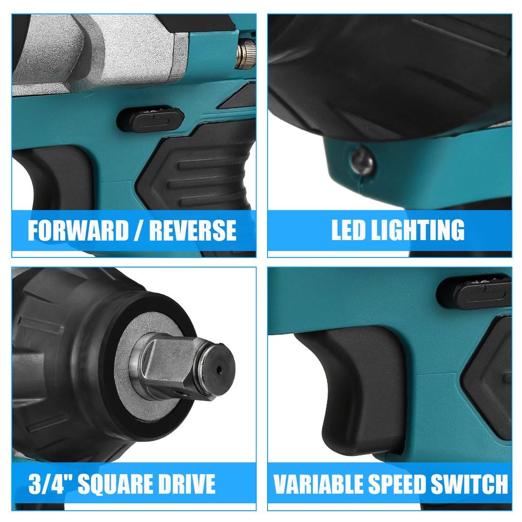 Klucz udarowy elektryczny bezszczotkowy 588VF 3/4 cala o wysokim momencie obrotowym 2100N.M Narzędzie do naprawy samochodów ciężarowych i samochodów osobowych dla akumulatora 18V