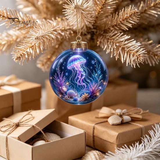 Acryl Ozeanleben Kollektion Weihnachtsbaumkugel Ornament, Klarer Meeres-Leuchtstern Fisch Feiertags-Tischdekoration zum Aufhängen für Weihnachtsbaum,