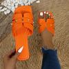 South East Asia Women's Solid Color Large Size Rivet Slippers Casual Square Head Open Toe Flat Bottom Summer Light Beach Shoes