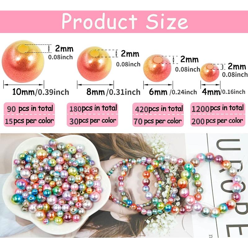 1890PCS/BOX 4/6/8/10mm Round Acrylic Pearl Beads Loose Spacer Beads for Jewelry Making DIY Necklace Bracelet Accessories