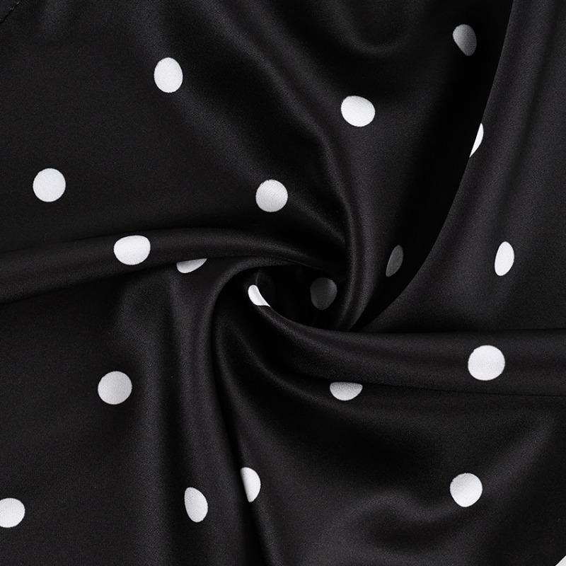 Women Elastic Waist Polka Dot Wide Leg Pants Casual Satin Trousers