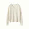 Women's Thickened V-Neck Cashmere Raglan Sweater - Loose Knit Two-Strand Base Layer for Autumn/Winter