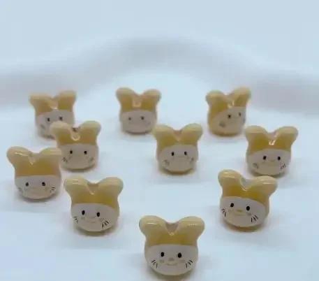 DW19 10PCS 12mm Cute Mini Cartoon Rabbit Beads Spacer Beads Charm Jewelry Making DIY Bracelet Necklace Material Accessories