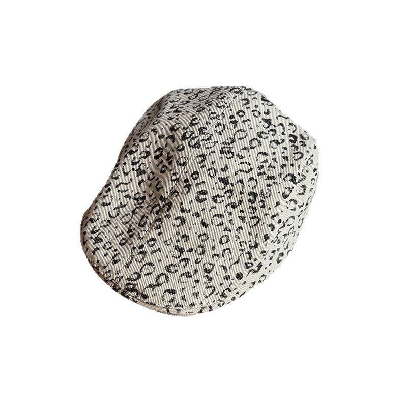 Retro Leopard Print Beret Hat For Women Summer Spring Fall Breathable Sun Protection