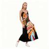 Women's Spaghetti Strap Sleeveless V-Neck Dress Large Print Long Dress