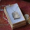 Dainty Book Locket Necklace Personalized Pendant Sweater Chain for Daily Wear