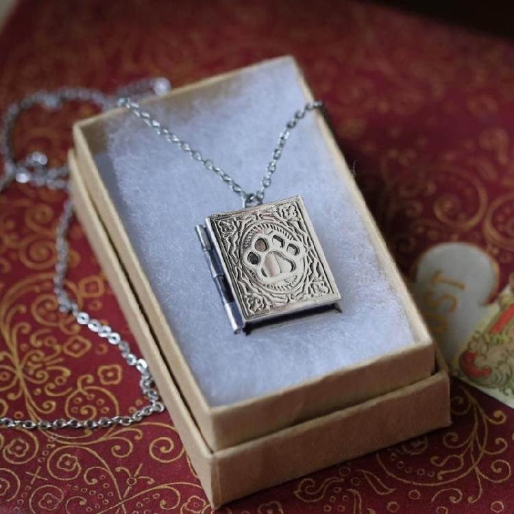 Dainty Book Locket Necklace Personalized Pendant Sweater Chain for Daily Wear