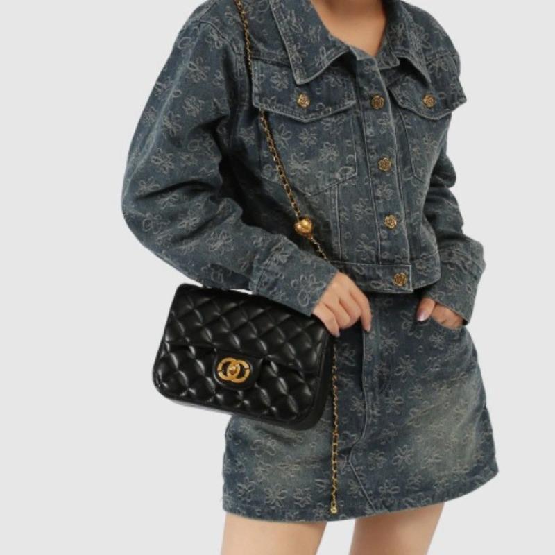 New Fatty Square Rhombus Bag Light Luxury Small Gold Ball One Shoulder Crossbody Women's Bag Versatile Handheld Women's Bag