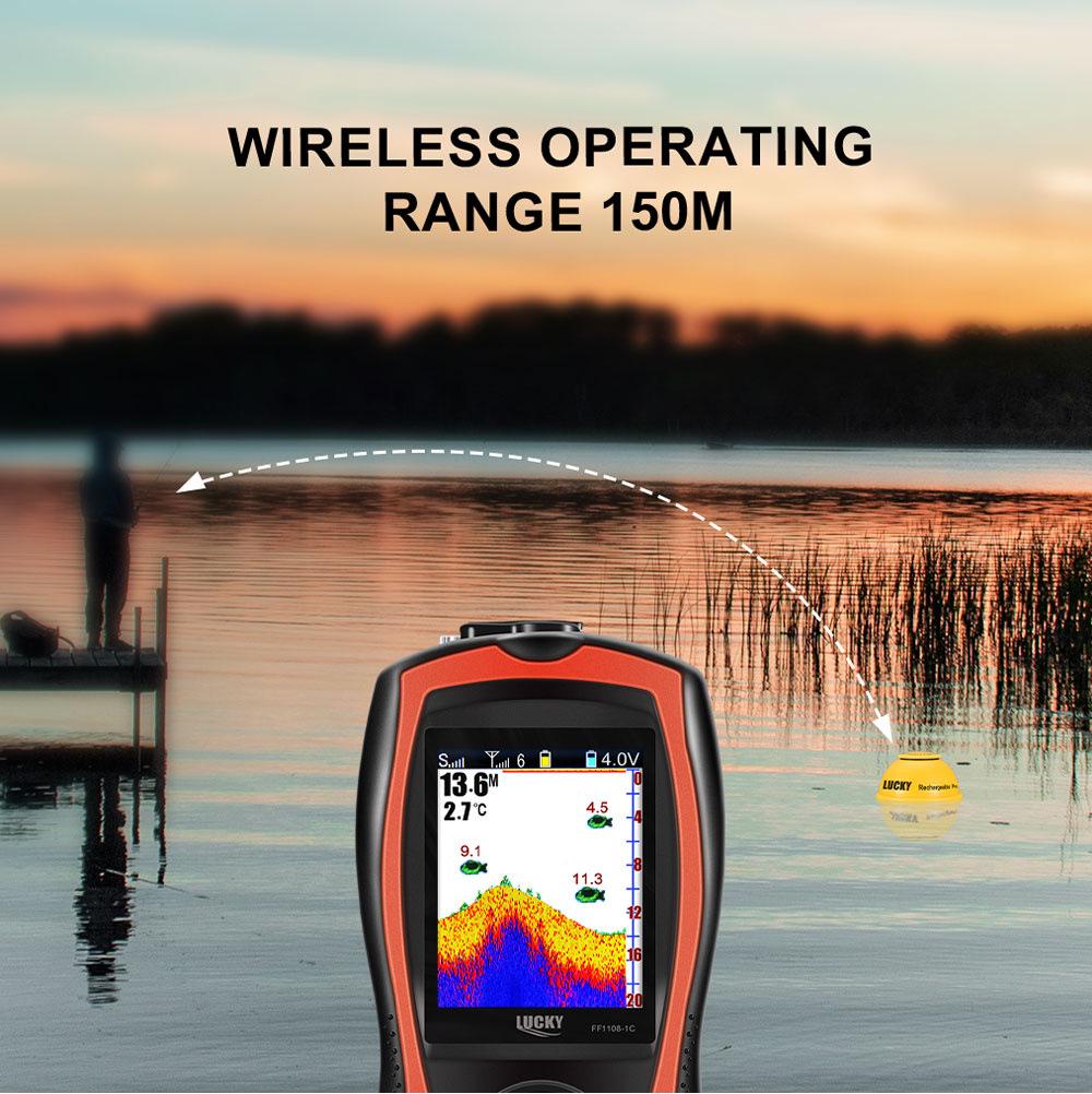 LUCKY Wireless Color Sonar Fish Finder - HD Underwater Visual Display