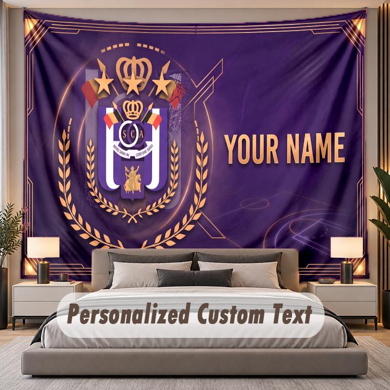 Custom Name Text Tapestry Anderlecht FC logo Personalized Polyester Wall Tapestry For Bedroom And Room