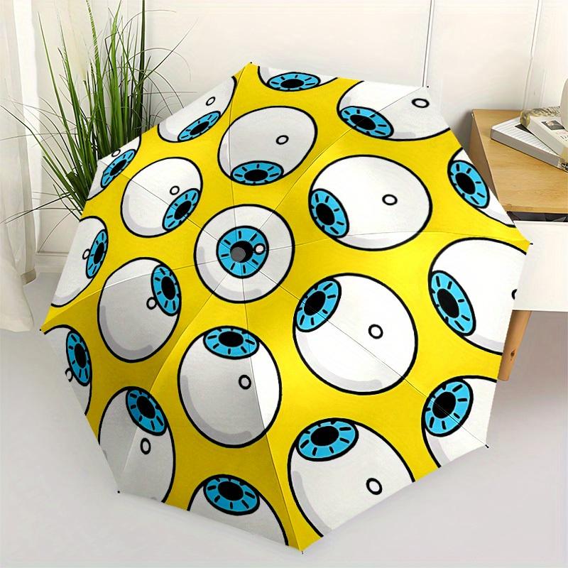 1pc Eyes Pattern Folding Umbrella , 8 Ribs Casual Durable Lightweight Portable Travelling Umbrella For Men & Women yy250728094