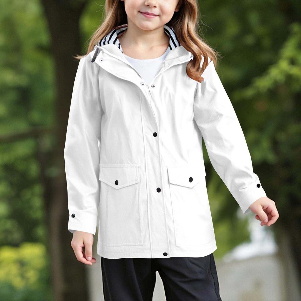 Girls' Outdoor Hiking Waterproof Hooded Jacket