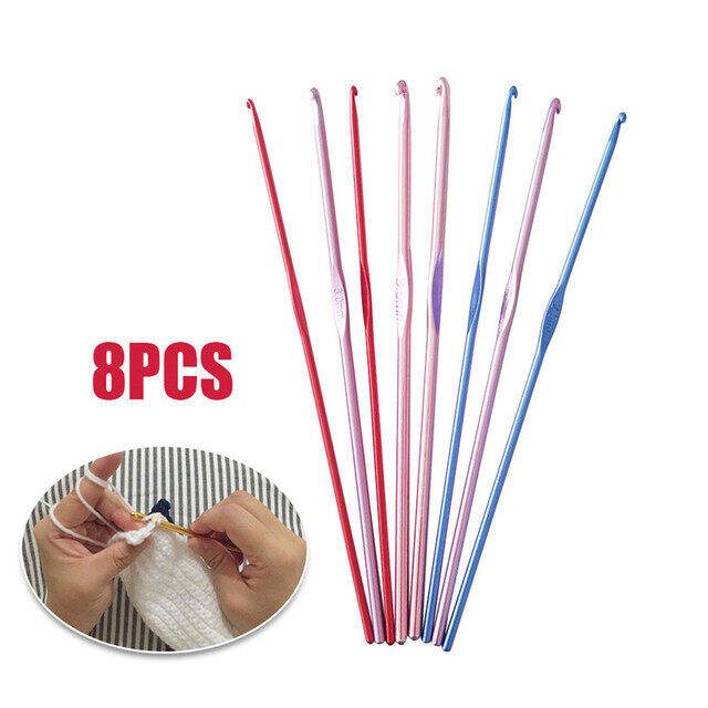 8 buc. Ace de tricotat din aluminiu Mâini artritice Ace de croșetat multicolore