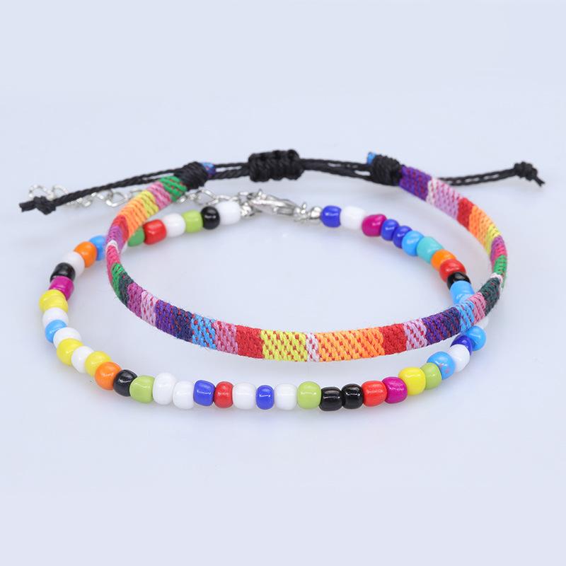 Bohemia National Style Handmade Cotton Linen Woven Bracelet For Women Men Colorful Rainbow Friendship Bracelet Fashion