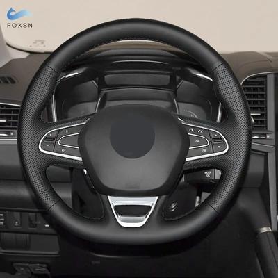 Renault Megane 4 MK IV Kadjar Koleos Talisman Scenic 2016 2017 İçin Araba Direksiyon Simidi Kılıfı Siyah Delikli Mikrofiber Deri