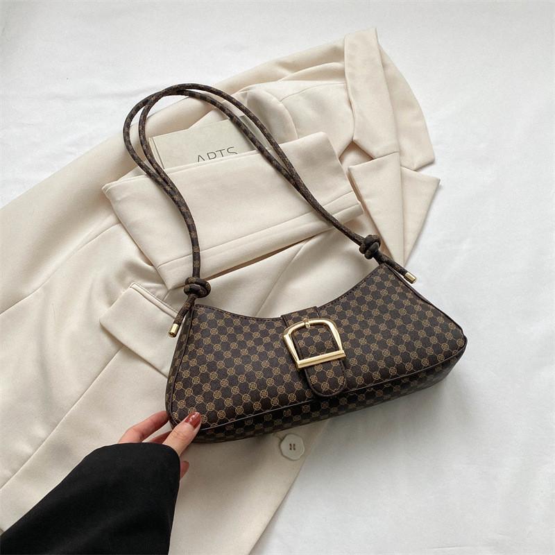 

Stylish Vintage Shoulder Bag For Women Chic Pu Fabric Crossbody Purse In Brown And White кофейный