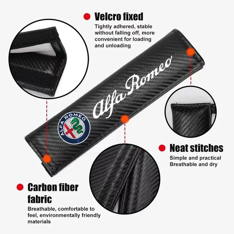 Car Stickers For Alfa Romeo Car Seat Belt Shoulder Protector Cover Pad For Alfa Romeo STELVIO Giulia 159 Giulietta 147 Mito 156