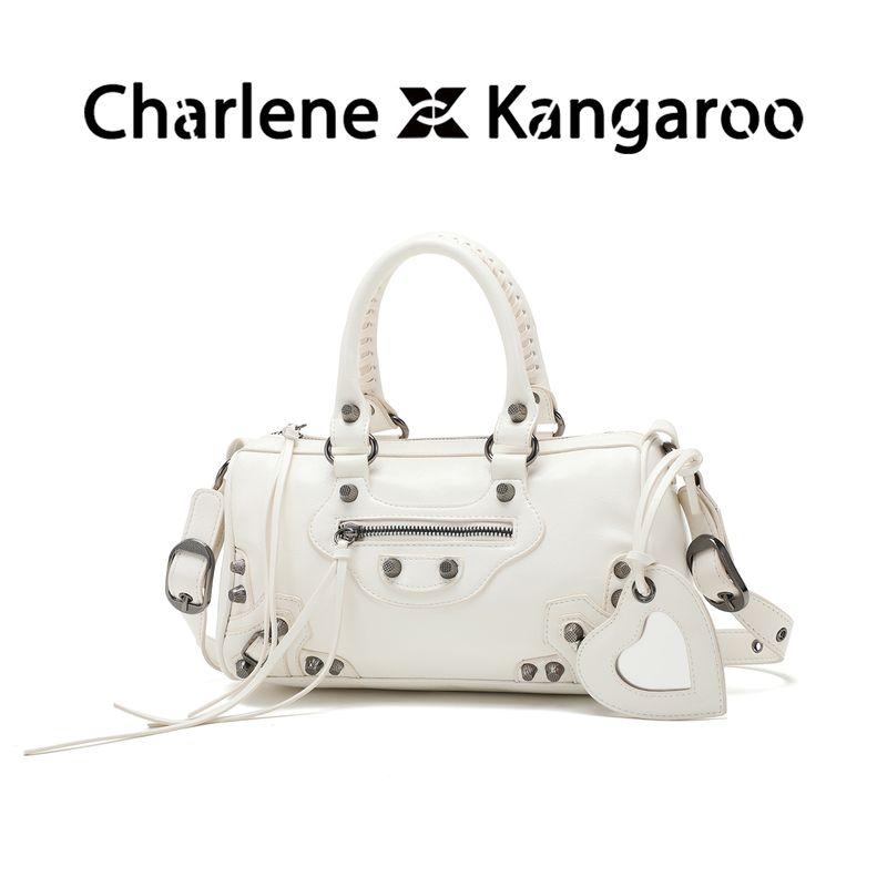 

Carwin & Kingaroo Оригинальная ретро маленькая квадратная сумка с заклепками Женская 2024 Новое поступление Сумка-мессенджер в стиле локомотива White