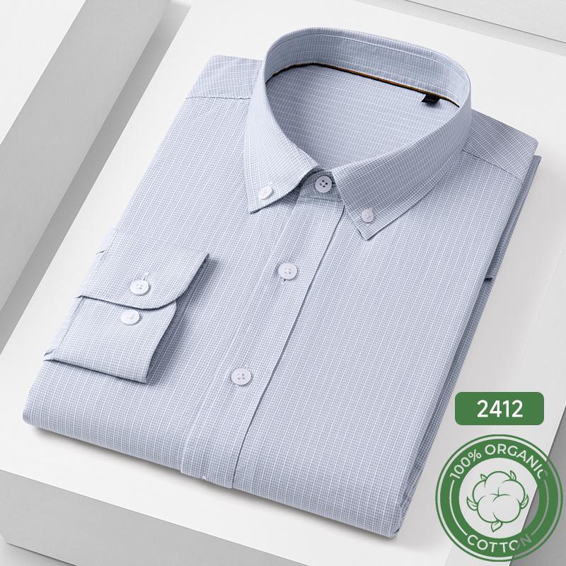 

Fashion hight qulity 100%cotton casual long-sleeve shirts for men slim fit formal plain shirt houndstooth plaid top Pink clothes 44