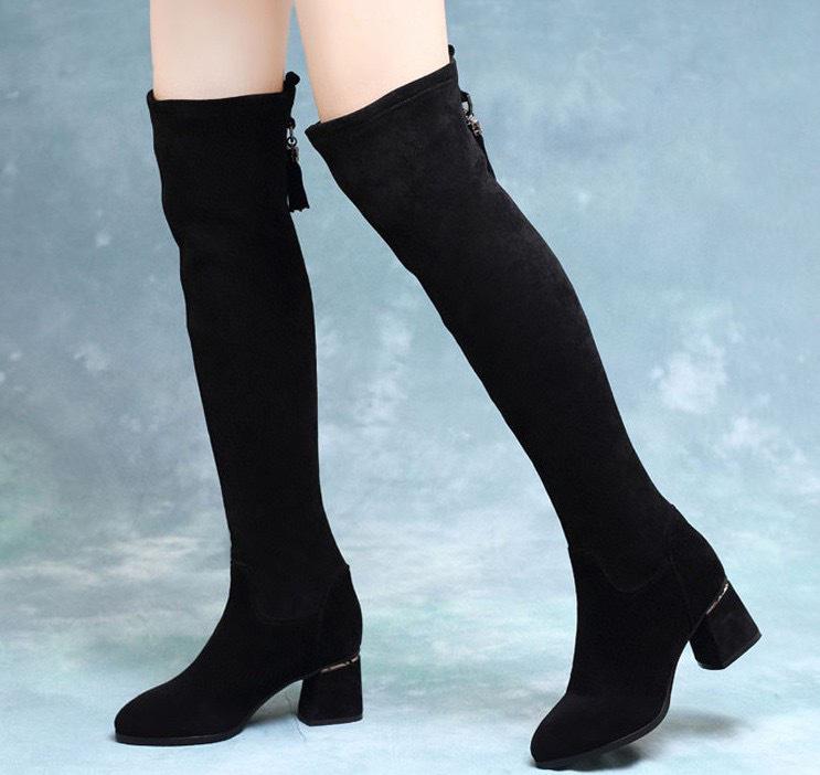 

Ботинки Сапоги-стретч Длинные сапоги Модные сапоги 38 чёрный