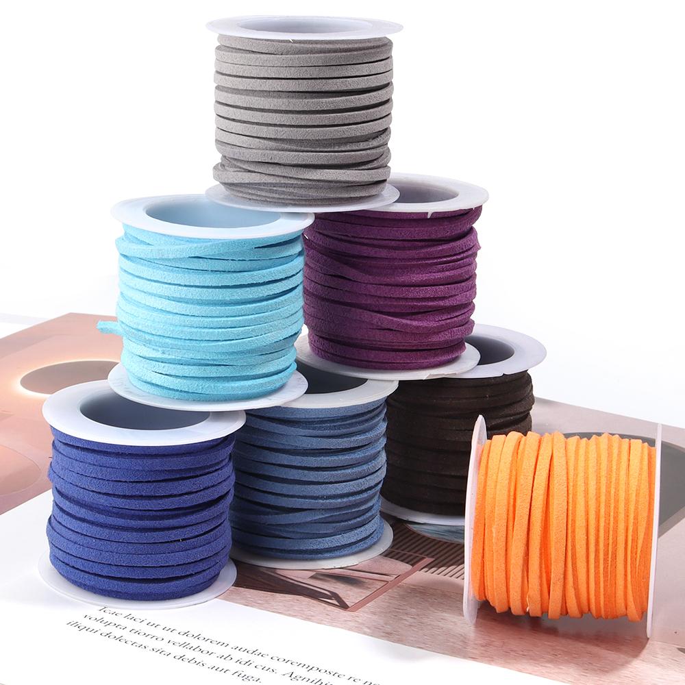 5m/roll Color 1.5mm Flat Faux Suede Braided Cord Korean Velvet Thread Leather Rope for DIY Bracelet Jewelry Making Accessories