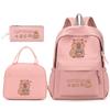 Large Capacity Schoolbag with Shoulder Strap; Student Three-piece Pencil Case Set
