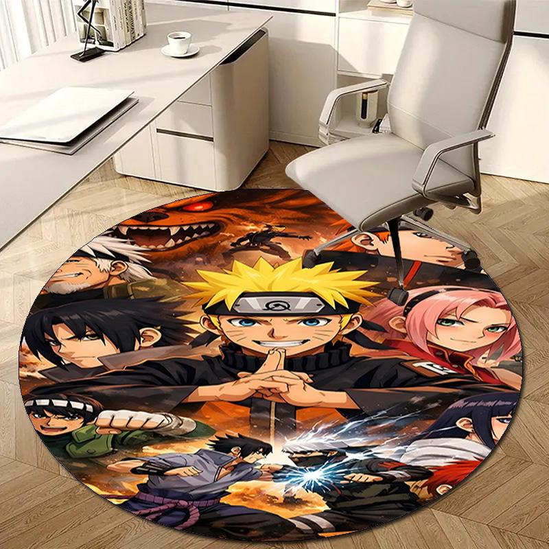 1pc Naruto Print Round Carpet Chair Round Carpet Suitable for Bedroom Living Room Home Decorative Carpet