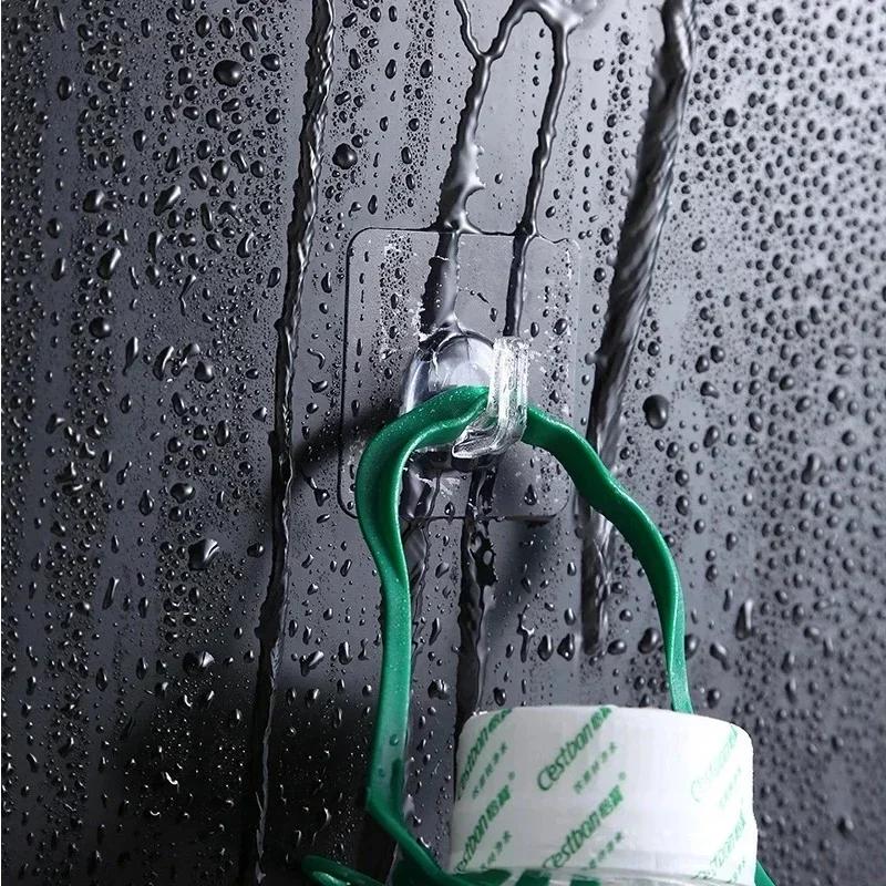 Transparent Self Adhesive Hooks Door Wall Mounted Hanger Hook Suction Heavy Load Rack Kitchen Bathroom Organizer Holder