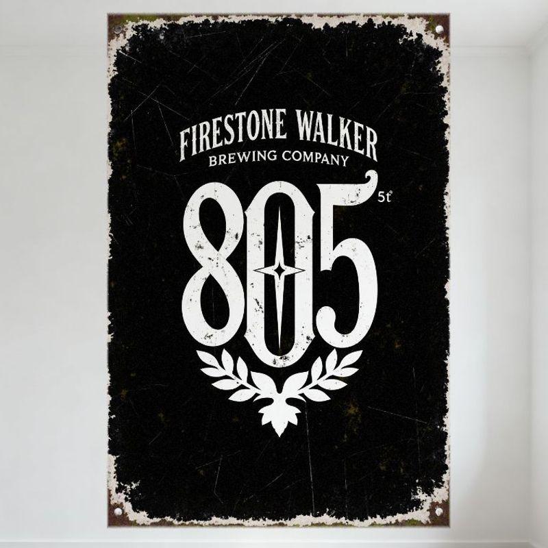 Металлическая табличка Firestone Walker Brewing Company в винтажном стиле с 805 St. Дизайн - Рустикальный состаренный настенный декор для бара, паба, дома, кафе 12x18 дюймов 20x30cm（7.8x11.8inch）