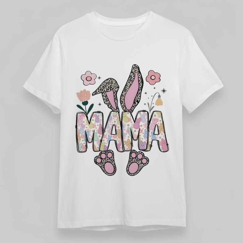 

Women s Oversize Soft Trend Classic T-Shirt Mama Bunny Graphic 100% Cotton Tee 3XL