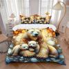 3pcs Polar Bear Family Art Print - Includes One Quilt Cover and Two Pillowcases (No Core) - Anime Cartoon Design for Bedding Set, Home Decor, Holiday