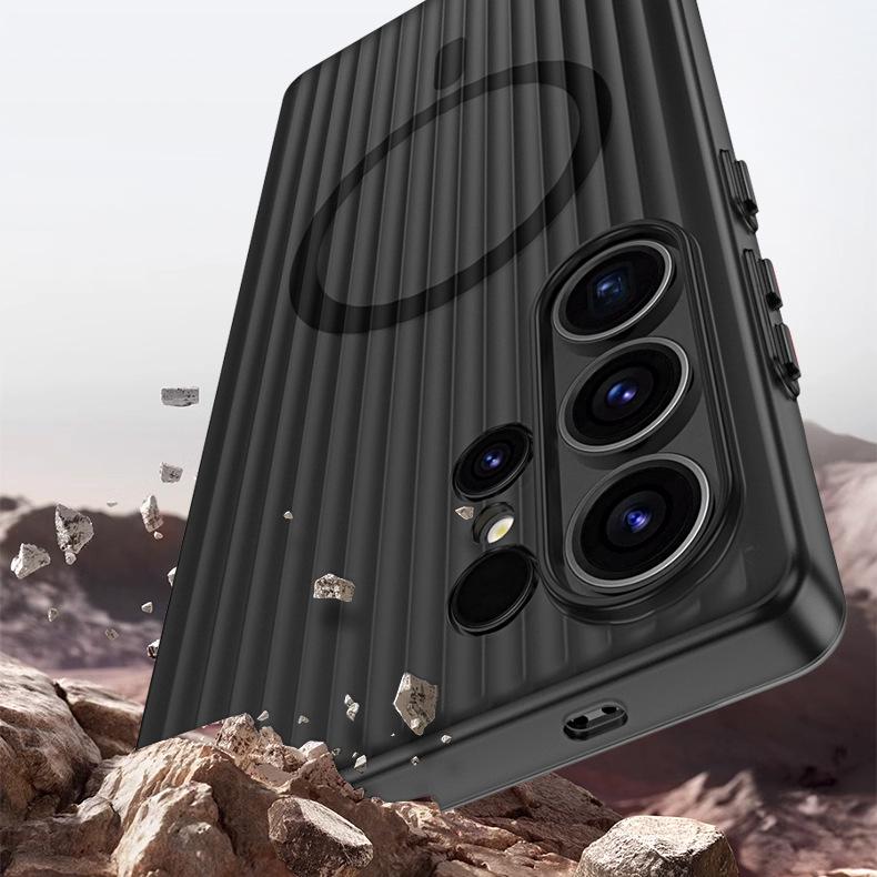 Applicable to Samsung S26Ultra mobile phone case corrugated grating magnetic suction S25Ultra ice mist anti-drop S24 protective case