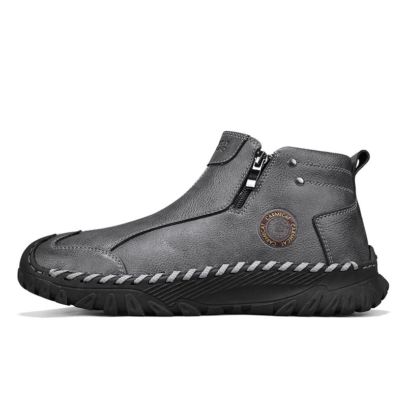 Fashion Natural Cow Leather Men Boots Handmade Retro Genuine Leather Winter Shoes Anti-slip Wear-resistant Comfortable Soft-soled Outdoo