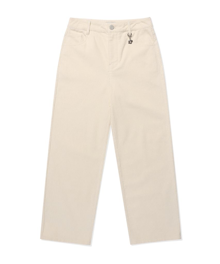 WACKY WILLY Women'S Corduroy Semi-Wide Pants Cream