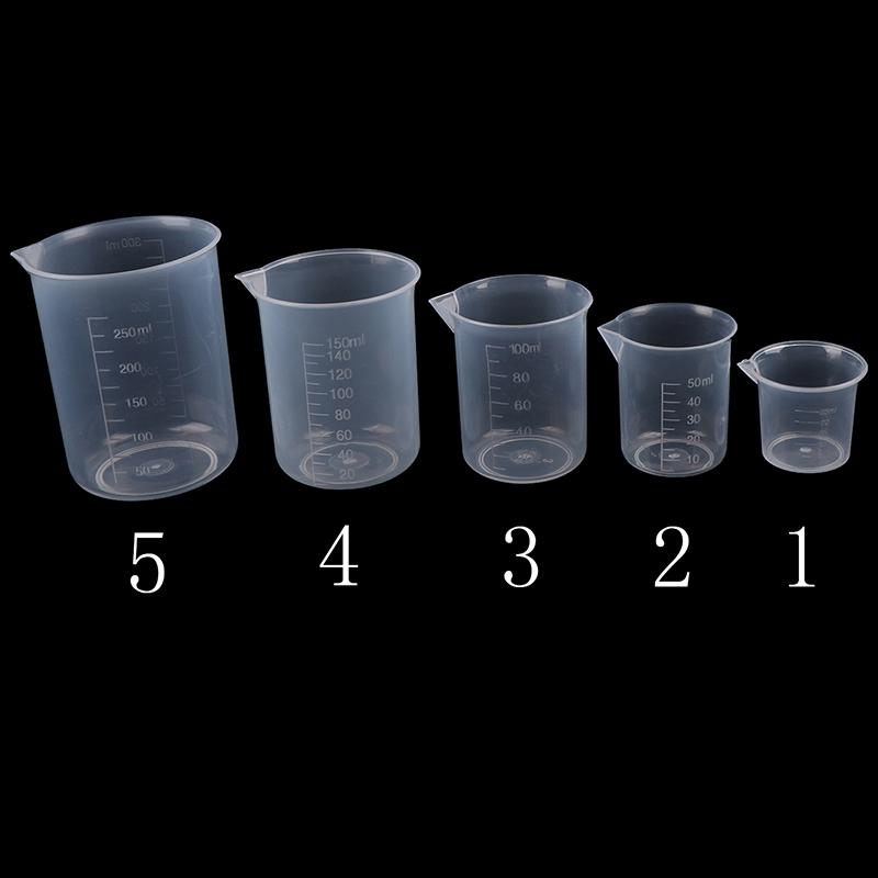 2Pcs Transparent Kitchen Laboratory Plastic Volumetric Beaker Measuring Cup