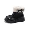 Girl's Shoes Children's Short Boots   Winter Fleece-lined Little Girl Leather Warming Cotton Boots