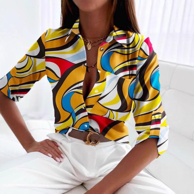 Langärmliges Hemd mit bedrucktem Hemd für Damen