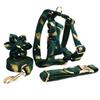 Emerald Green Plush Dog Collar and Leash Set with Flower Accessory.