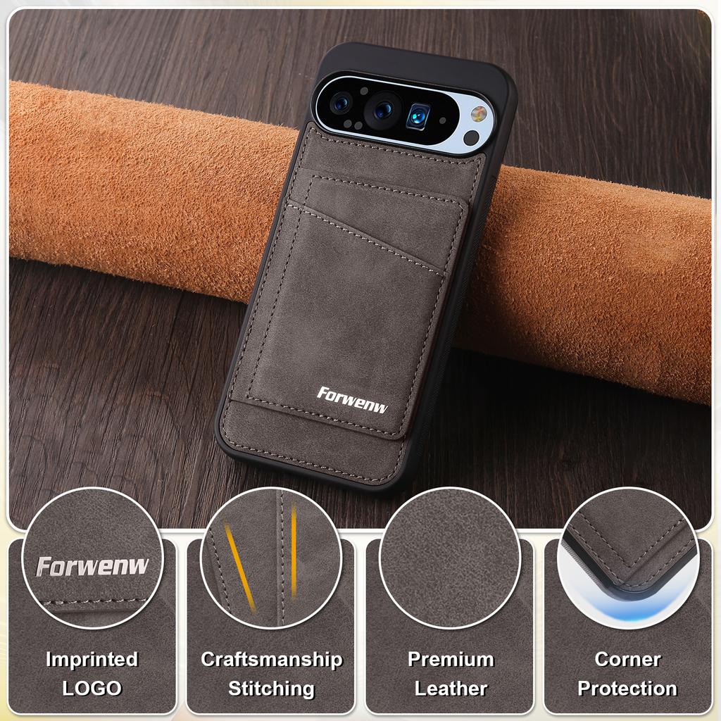 Built-inFlip Leather Case for Google Pixel 10 9 9 8 Pro XL 10A 9A 8A Business Magnetic Flip Wallet Card Phone Cover Etui Coque