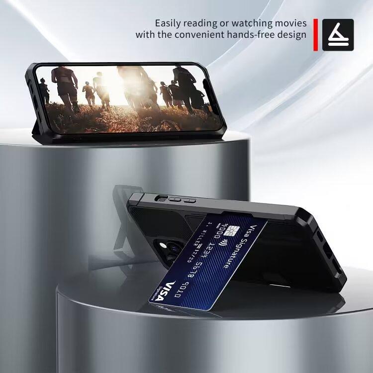 Suitable for iPhone15 mobile phone case Samsung S24 car magnetic suction bracket insert card anti-drop case A15 solid color leather case